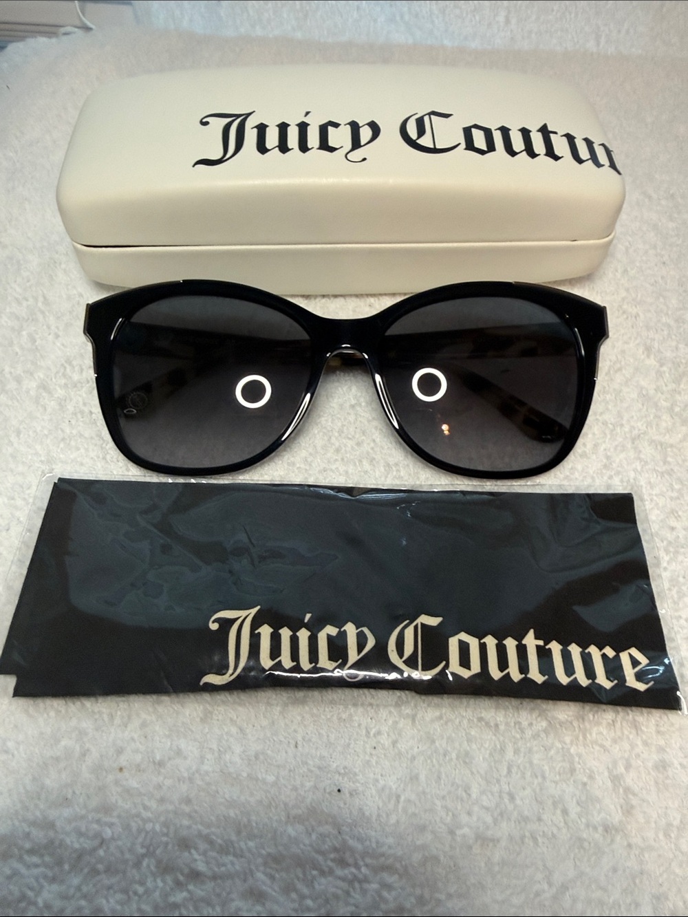 Authentic NWT Juicy Couture 593S 80790 Black Plastic Round Sunglasses